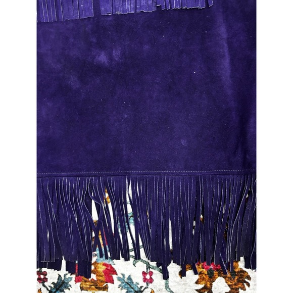 Vintage Purple Suede Fringe Vest Women Small  Western Boho Rodeo - Picture 11 of 11
